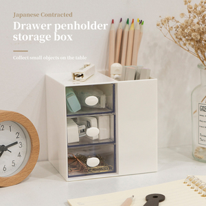 2023 Factory Customized multifunction desktop sundries stationery Plastic storage drawer box plastic pencil case pen holder