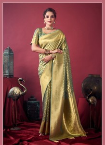 Hermoso Sari de seda de tejido puro para damas ropa india y pakistaní - Product Image 2