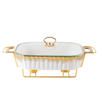 Nouvelle Promotion Ménage Céramique Rectangulaire Chauffe-Plat Placage 11 Pouce 1.5L et Chauffe-Buffet