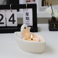BESTCERA Halloween Keramik Schiffs förmiger Ghost Kerzenhalter Spooky Nautical Decor Haunted Ghost Ship Tisch Herzstück