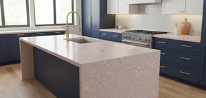 Grande dalle de quartz rose vietnamien de 20 mm d'épaisseur, dalle de quartz moderne avec design 3D pour cuisine, hôtel, salle de bain et hôpital - Product Image 2