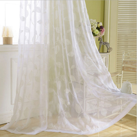 Rideaux blancs bon marché, feuilles brodées, rideaux transparents