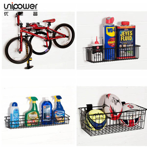 Unipower Wall Mounted <b>Storage</b> <b>Basket</b> Rack Black Durable Metal For Garage Workshop Organization - Product Image 2