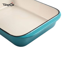 Loyang Panggang Persegi Panjang Berlapis Enamel Bebas PFOA, Anti Lengket, Aman untuk Oven, Warna Turquoise, untuk Lasagna, Casserole, dan Memanggang