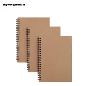 Skywing מוצר 3 חבילות 8.25x5.5 אינץ רך כיסוי מרופד נייר חום ספירלה מחברות עם 100 קבע דפים עבור בית