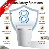 WC intelligent sans réservoir en céramique avec bidet intégré, design monobloc, chasse automatique, ouverture/fermeture, siège chauffant, eau chaude, séchage, télécommande