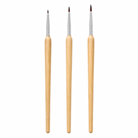 Lot de 3 pinceaux fins pour nail art, manche en bois, stylo de précision pour la peinture des ongles, outil de manucure pour salon de beauté, vente en gros