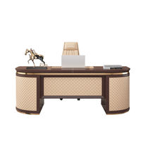 Bureau de luxe en bois en forme de I de conception moderne haut de gamme avec étagère