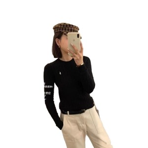 Hilo de Algodón Escaneable Versión Original para Bordado, Rafia Clásica con Cuello Torcido, Suéter de Punto de Manga Larga para Otoño - Product Image 5