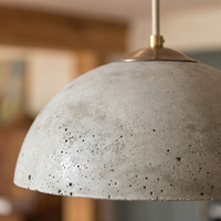 Küchen-Pendelleuchte mit Kuppel-Betonschirm und Massivholz-Deckenplatte, LED-Hängelampe für Kücheninsel und Esszimmer