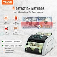 Machine de compteur d'argent VEVOR, compteur de billets avec détection de contrefaçon UV, MG, IR et DD, machine de comptage d'espèces USD et EUR
