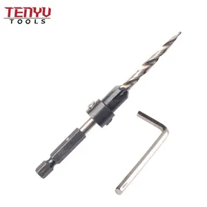 Quick Change Hex Shank Taper Point Drill Bit with Countersink for Wood Drilling