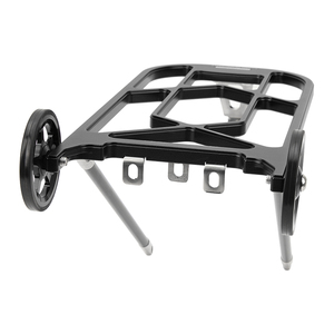 Porte-bagages arrière pliable pour vélo, porte-bagages en alliage d'aluminium haute résistance avec roues pour <span class=keywords><strong>Brompton</strong></span> noir - Product Image 2