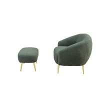 Modernes Sektional-Sofa in Olivgrün mit Bouclé-Stoff und Hocker, Wohnzimmermöbel