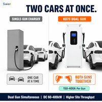 Point de Recharge Rapide DC pour Véhicules Électriques 240KW, 2 Connecteurs, Bande LED, Écran HMI 7 Pouces, GBT CCS2, Carte RFID, Commercial