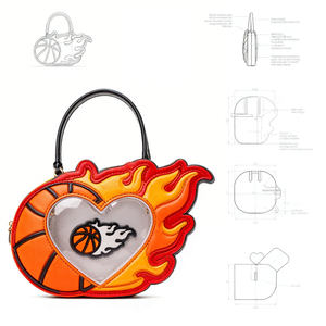 Bolso Ita Personalizado con Forma Novedosa, Temática Deportiva, Baloncesto, Llama, Corazón, con Ventana Transparente para Exhibir Pins <span class=keywords><strong>de</strong></span> Anime - Product Image 4