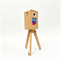 Photo Booth Lipat Kayu dengan Tripod, Pemotretan Multi-sudut, Kompatibel dengan Kebanyakan iPad & Kamera untuk Acara