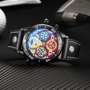 Montre pour homme, mouvement à quartz japonais, bracelet en cuir véritable, prix de gros, montre-bracelet décontractée et tendance pour homme - Product Image 5