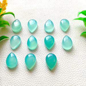 พลอยพาราไบ ชาลเซโดนี สีเขียว เกรด AAA รูปทรงคาโบชอง ล็อต-รูปทรงลูกแพร์ 100% ธรรมชาติ พลอยหลวมสำหรับทำเครื่องประดับ (4x6 มม. ถึง 20x30 มม.) - Product Image 5