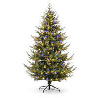 Sapin de Noël MaoSheng avec lumières, en PE+PVC, neige artificielle blanche, LED blanc chaud, décorations, fournisseur OEM personnalisé