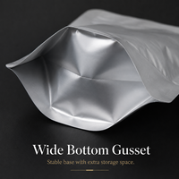 Heetverkopende zilveren aluminiumfolie stand-up pouches met ziplock sluiting, food grade, herbruikbaar, recycleerbaar, hitte-sealbaar, voedselverpakkingszakken