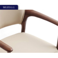 Chaise de meubles de salle à manger italienne de luxe, accoudoir décontracté en bois massif, chaises de restaurant personnalisées en bois blanc confortables d'intérieur