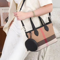 Großhandelsprodukte Chinesische Trendige Handtaschen für Frauen Luxuriöse Karierte Tragetasche Schulter-Crossbody-Tasche aus Jute