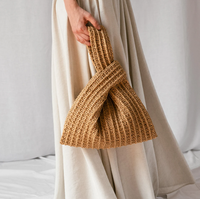 Sac Nœud en Raphia de Créateur, Sac d'Été, Pochette de Poignet en Paille, Sacs à Main en Raphia