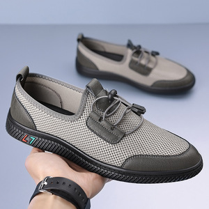 Chaussures de marche en mesh pour hommes, bout rond, à enfiler, respirantes, semelle plate en caoutchouc, chaussures décontractées, style printemps-été - Product Image 2