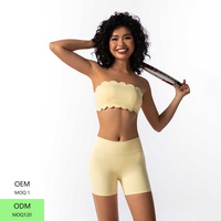 D-8804 femmes réglable Fitness porter ensemble sans bretelles dentelle gilet anti-dérapant ceinture poitrine coussin antichoc Yoga soutien-gorge genou longueur Shorts