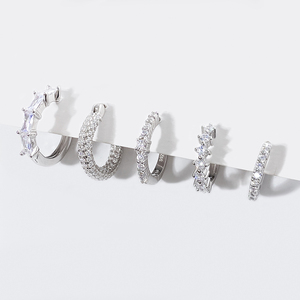 Trendy Wedding Party Gift Small Fine Jewelry 925 <strong>Sterling</strong> <strong>Silver</strong> Kid's <strong>Earrings</strong> Geometric Gold Plating Shiny Zircon <strong>Hoops</strong> - Product Image 6