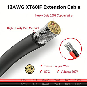 공장 직판 XT60i 암-수 어댑터 연장 케이블 12AWG 300V 주석 도금 구리선, 태양광 휴대용 발전소용 - Product Image 5