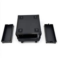 Kotak Rakit Tipe Amerika OEM 4U untuk Amplifier Kurang dari 45cm dengan 4 Roda Berpengereman 4'' dan 4 Alur Tersembunyi