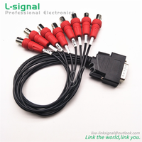 Adaptateur de câble vidéo D Sub DB 15 mâle vers 8 BNC femelle pour système de surveillance CCTV