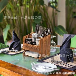 Wooden <b>Storage</b> <b>Box</b> Rectangle Standing Type Durable <b>Kitchen</b> Countertop Organizer Cutlery Holder Cabinet Organizers - Product Image 5