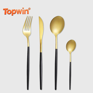 High-End Luxury Royal-Style Matte Gold Cutlery <b>Set</b> 304 Stainless Steel with Pointed Tail for Restaurants and Special Occasions - Product Image 1