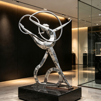 Sculptures miroir personnalisables en acier inoxydable pour gymnase et parc, style artistique dynamique, statue de gymnaste danseur