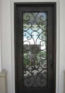 Precio de fábrica usado moderno Exterior de Seguridad frontal de hierro forjado puertas de una sola puerta para casas - Product Image 3