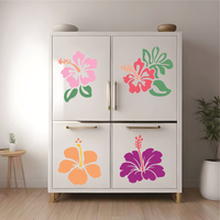 6 pièces grand 12X12 pouces Hibiscus pochoirs fleur tropicale dessin modèles Nature Floral peinture pochoirs