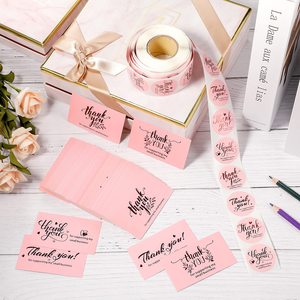 Obrigado por Apoiar Meu Pequeno Negócio: Conjunto de Cartões e Adesivos - Folha Dourada Rosa para Inserção em Embalagens de Lojas de Varejo - Product Image 2