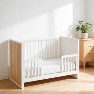 Cuna Convertible para Bebés y Niños Pequeños, Materiales Sostenibles No Tóxicos, 3 Alturas Ajustables, Cama de Madera para Bebé - Product Image 5