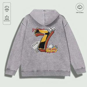 Sweat à capuche 100% coton lavé avec graphisme « Yourbrand Casino 7 Let Play Win », plusieurs couleurs - Product Image 2