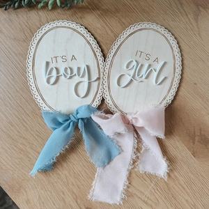 Annonce de <span class=keywords><strong>naissance</strong></span> en bois, événement majeur, révélation de sexe vintage, annonce de grossesse, accessoires photo - Product Image 1