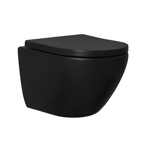 European Sanitary Ware Suite Matte <strong>Black</strong> Wall Hung <strong>Toilet</strong> and Ceramic Bidet Wall Mount Commode Bidet Set - Product Image 2