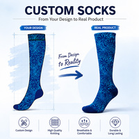 Chaussettes de compression en nylon personnalisées avec logo, 15-20 mmHg, 20-30 mmHg, chaussettes de sport colorées jusqu'au genou pour hommes et femmes