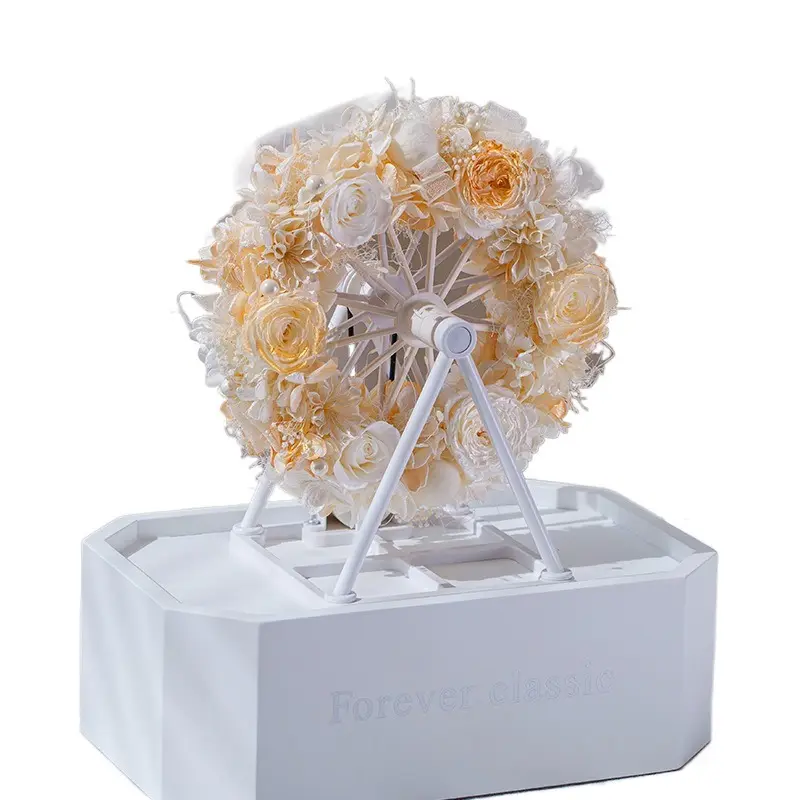 Korunmuş gül hediye kutusu Modern roman tasarım korunmuş gül uzun kök gül kutusu hediye korunmuş çiçek dönme dolap tekerlek