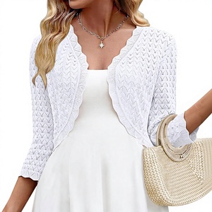 Cardigan estivo leggero da donna Zeagoo con scollo a V all'uncinetto e allacciatura all'americana |   <span class=keywords><strong>Abbigliamento</strong></span> alla Moda in Viscosa con Maniche 3/4 - Product Image 1
