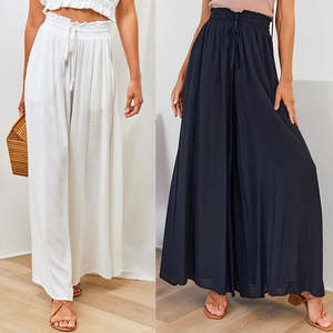 Lote de stock Culottes largos para mujer, cintura elástica, <span class=keywords><strong>pantalones</strong></span> holgados de gran tamaño para mujer - Product Image 2
