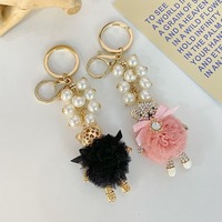 Luxe mode diamant ours en peluche perle pendentif bling cristal porte-clés gaze jupe ours corde strass porte-clés accessoires
