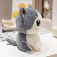 Peluche personnalisée chat kawaii avec grands yeux, rembourrage en coton PP, logo personnalisé, taille 25-45 cm, marque MX, unisexe, pour cadeaux d'enfants